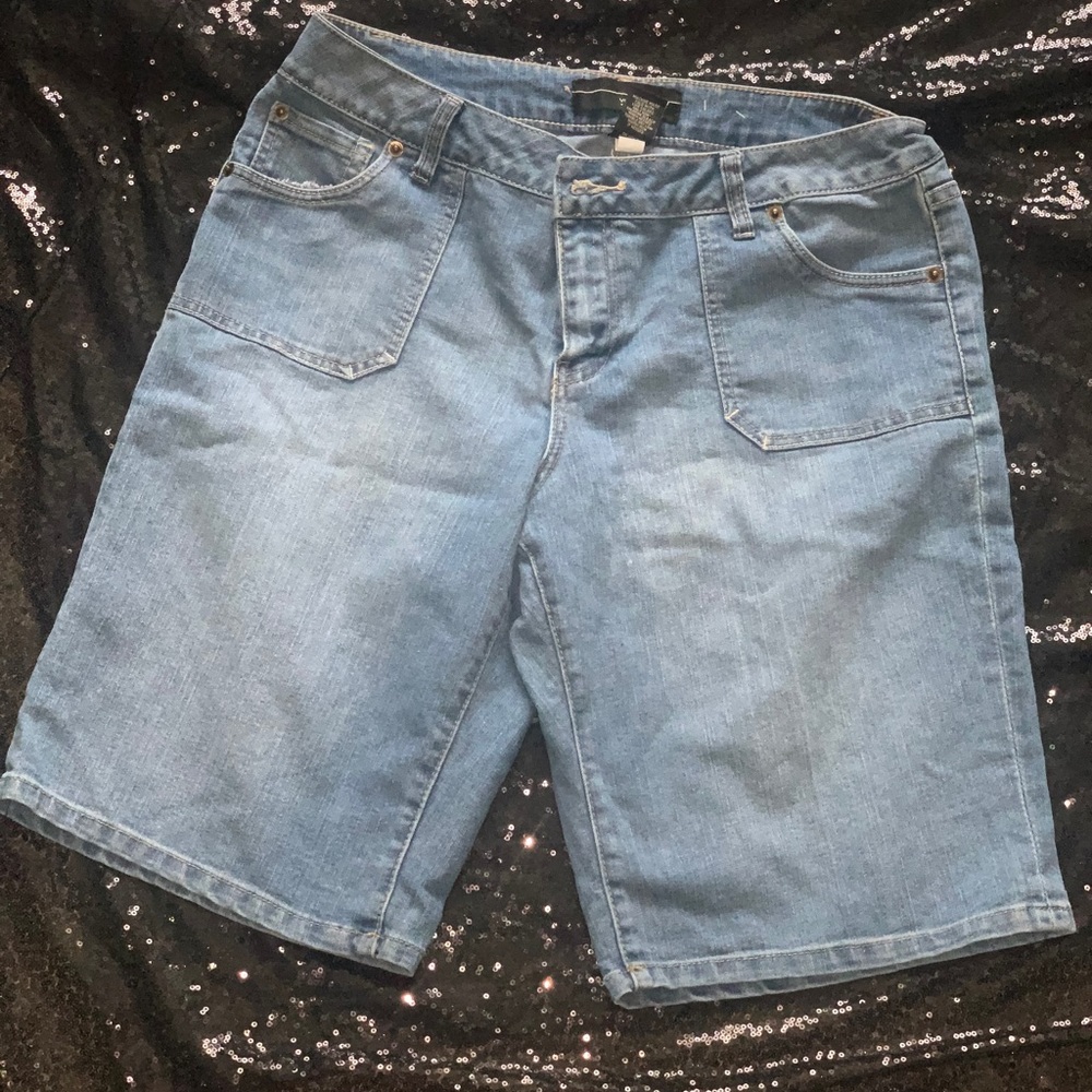 Blue jean Bermuda shorts
